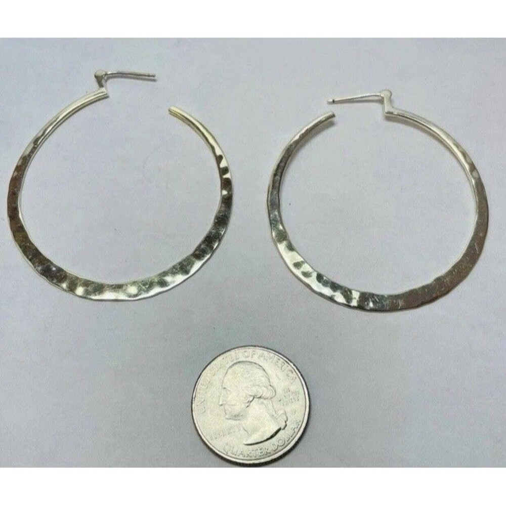 Silpada Sterling Silver Hammered Hoop Earrings P1287 HTF RARE - Picture 2 of 5